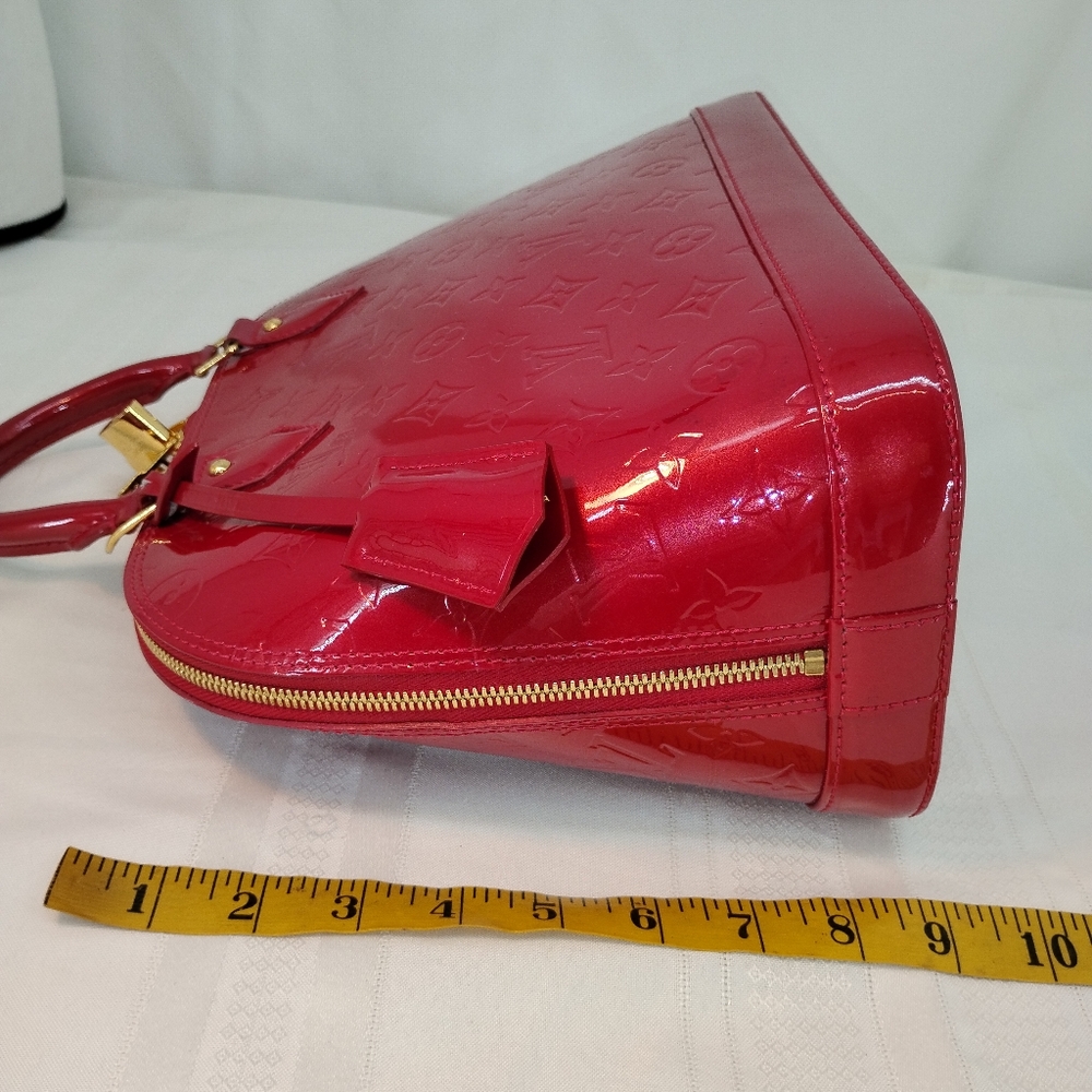 LOUIS VUITTON Vernis Red Patent Leather Alma PM Handbag COA - Picture 11 of 16